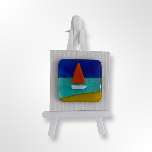 Canvas boat orange sail