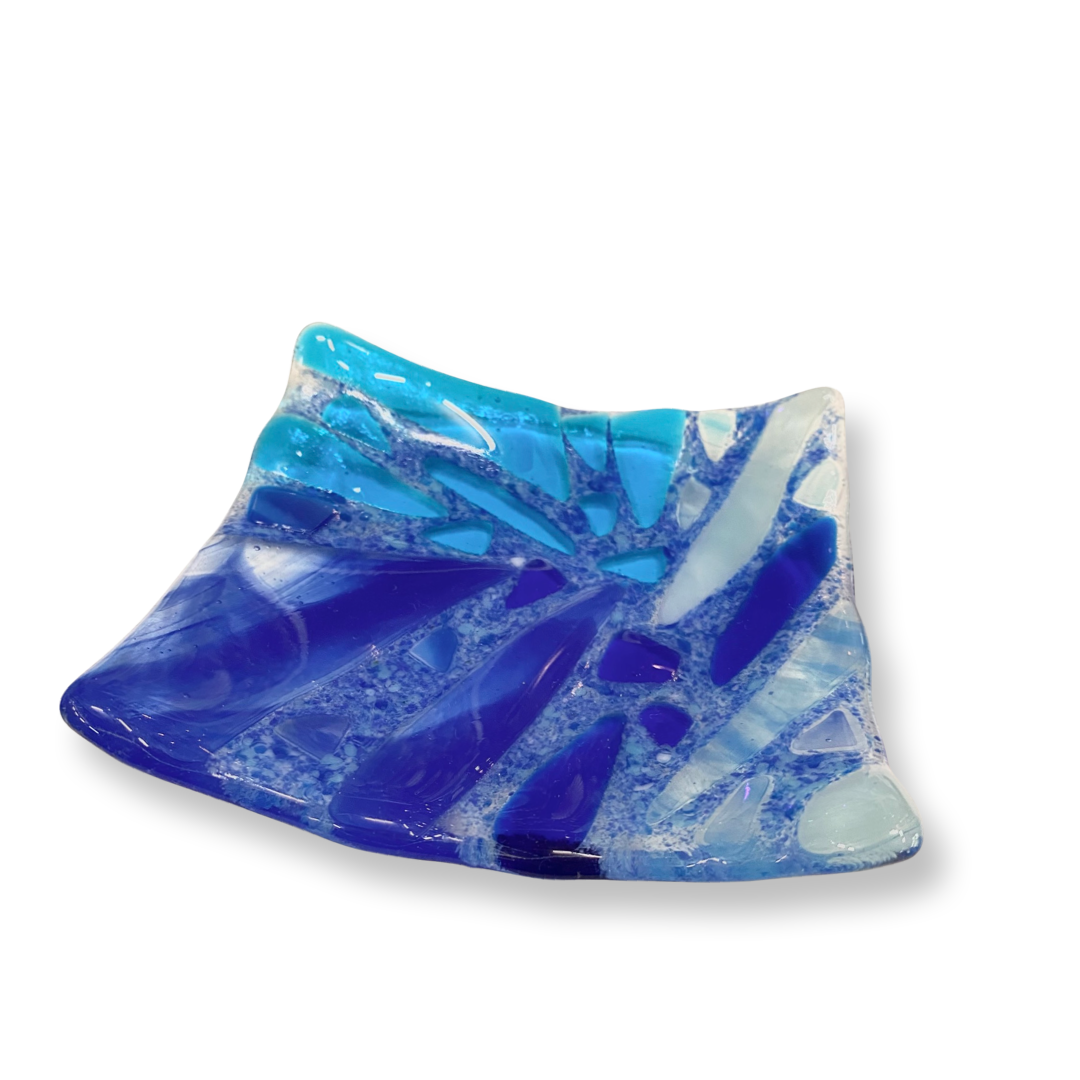 Ocean blue glass dish