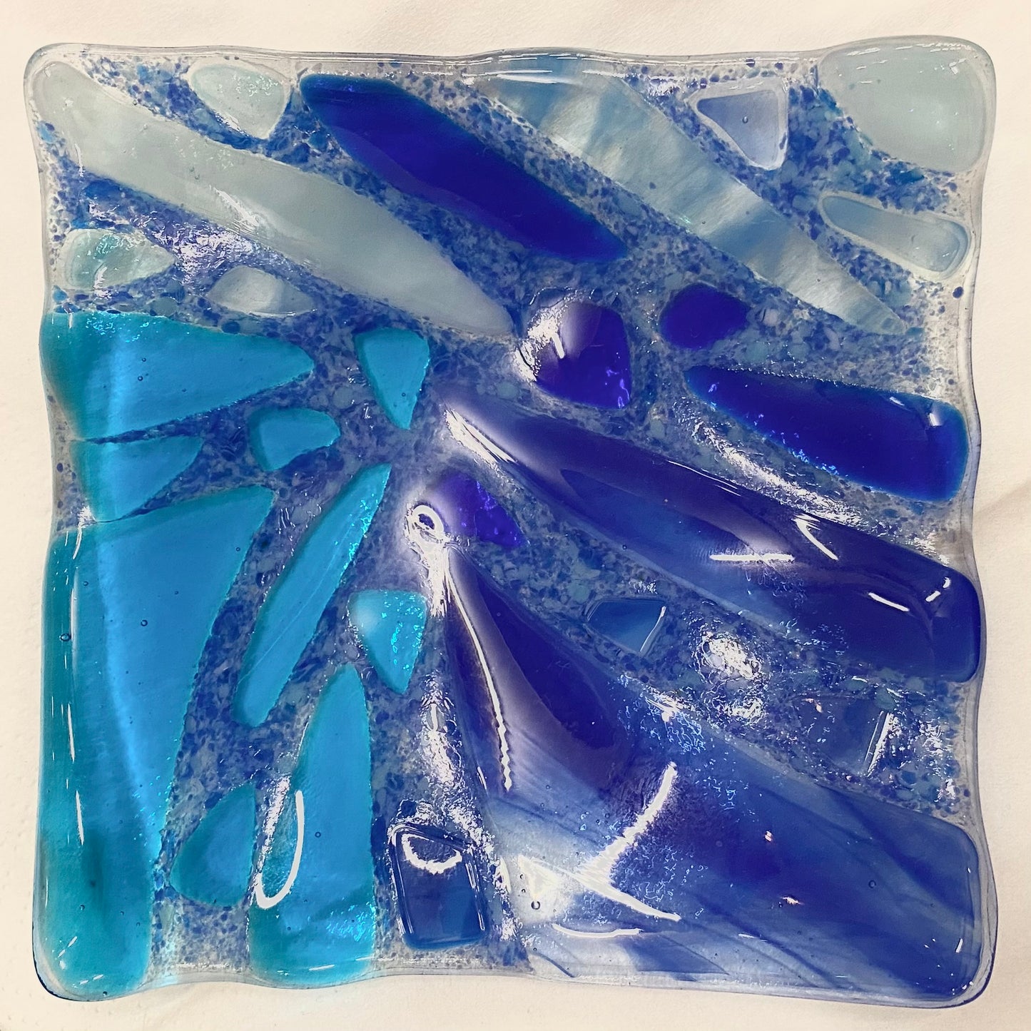 Ocean blue glass dish