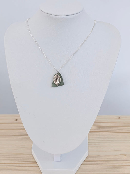 Silver and sea glass necklace